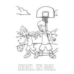 Online izdelana pobarvanka - Pobarvanka imena NOEL IN GAL in pobarvanka košarkarjev pri igri