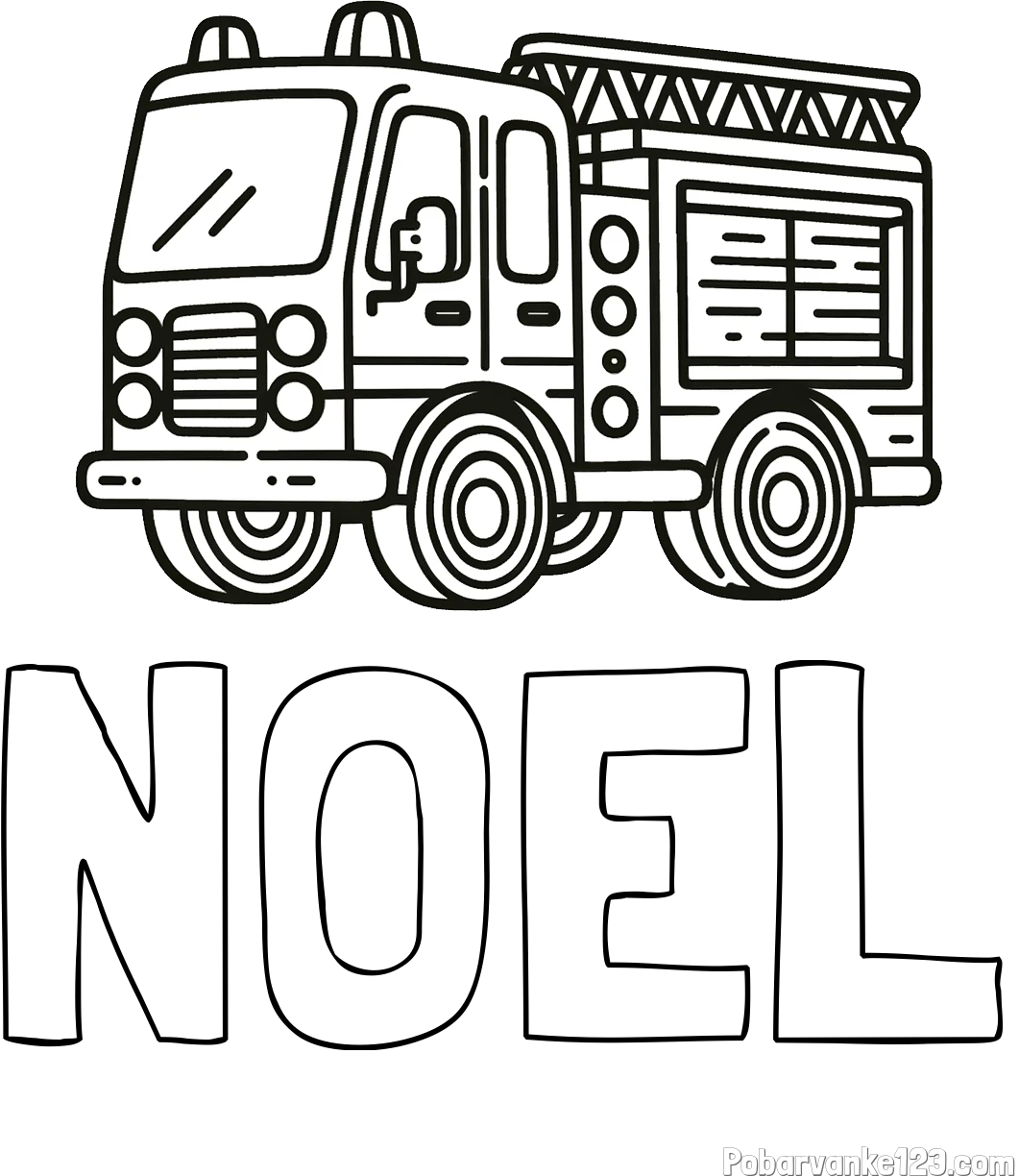 Pobarvanka imena NOEL in pobarvanka gasilskega avtomobila