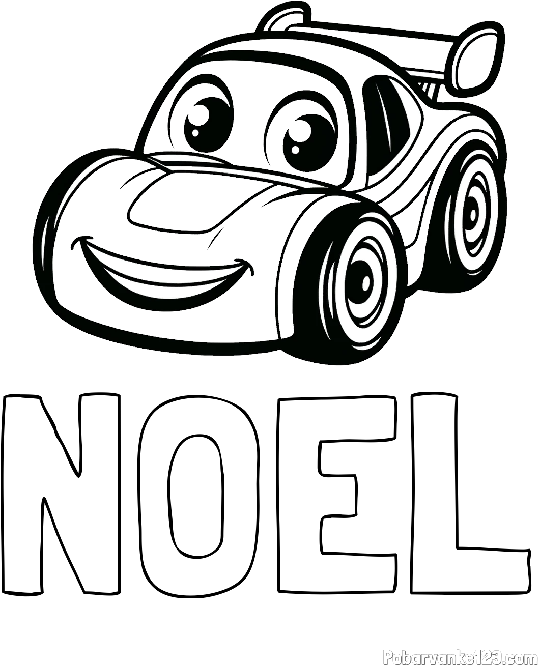 Pobarvanka imena NOEL in pobarvanka otroškega avtomobila
