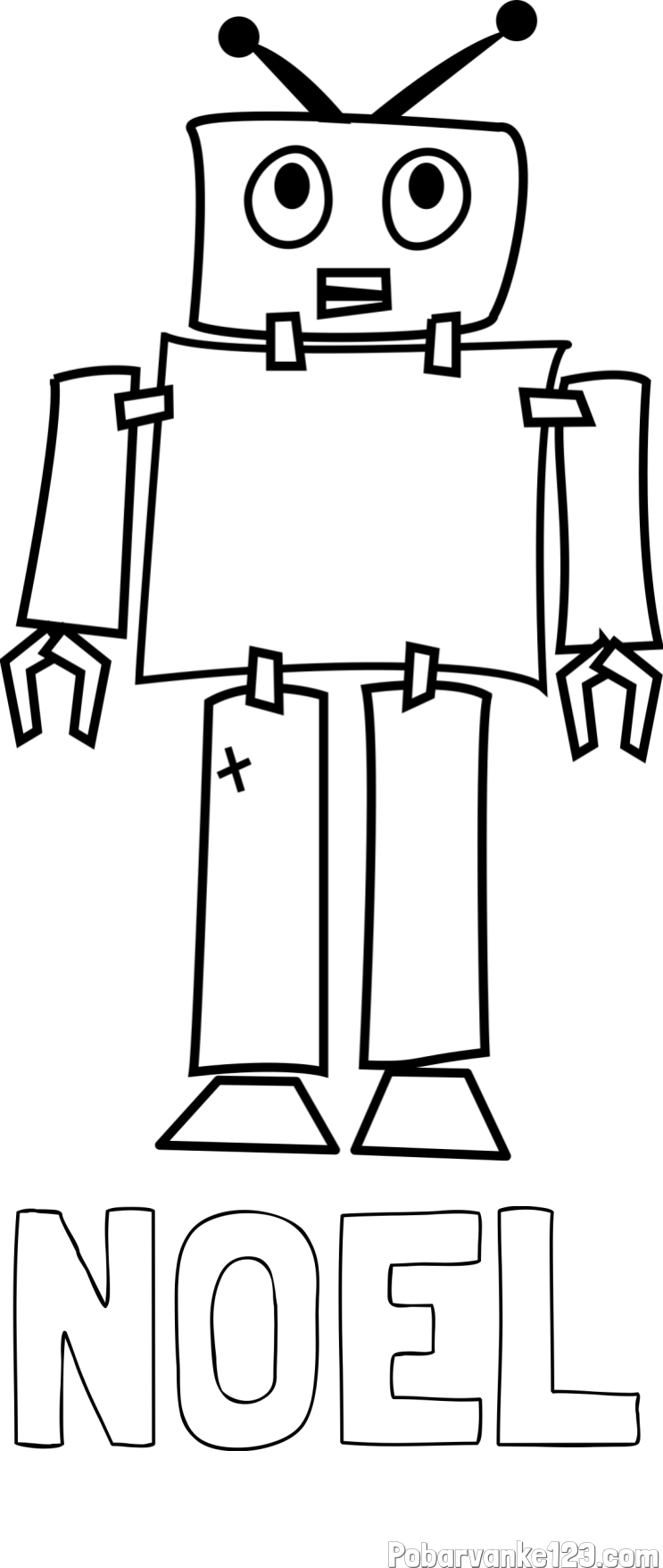 Pobarvanka imena NOEL in pobarvanka robota