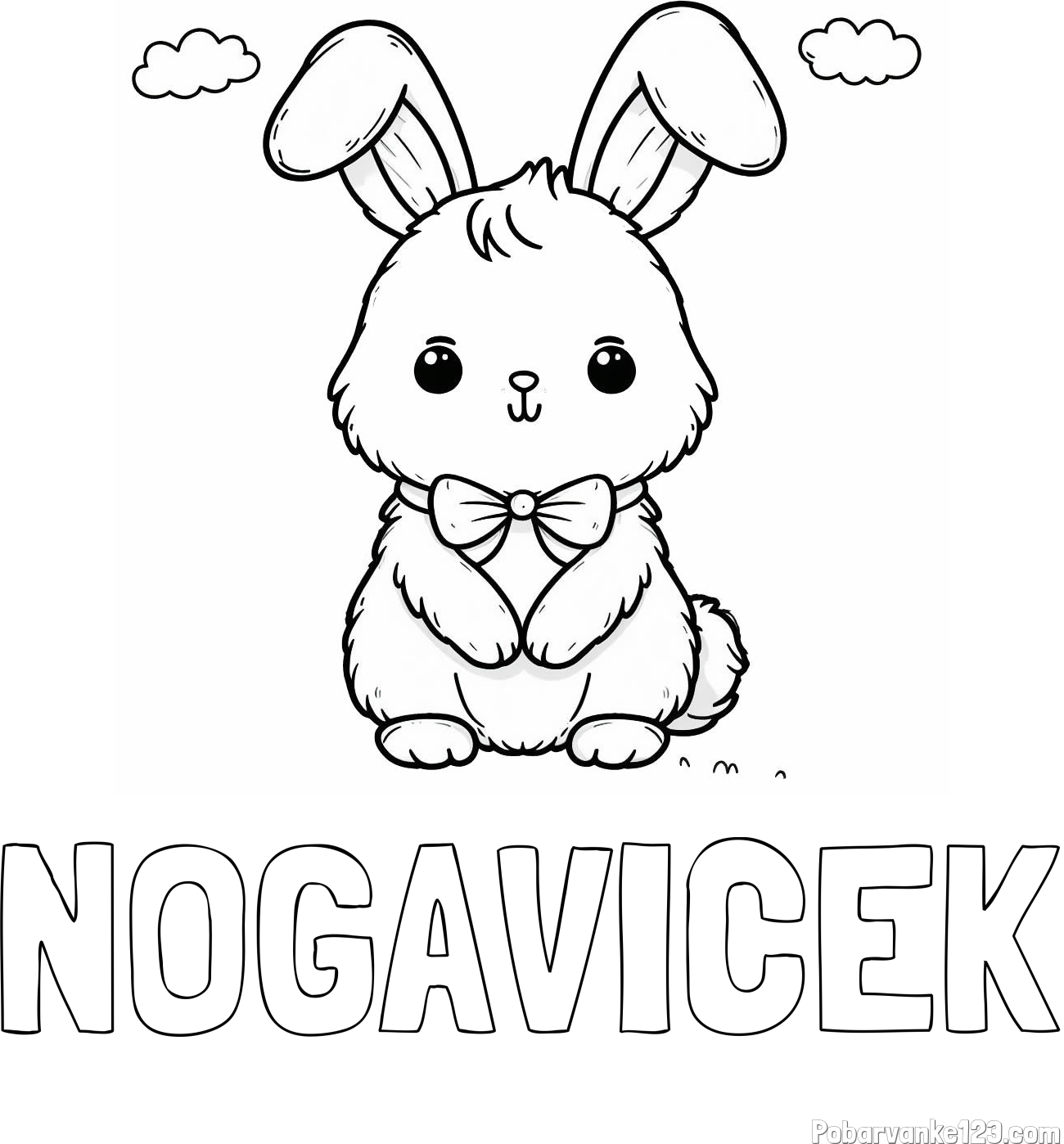 Pobarvanka imena NOGAVIČEK in pobarvanka prikupnega zajčka