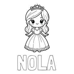 Online izdelana pobarvanka - Pobarvanka imena NOLA in pobarvanka ljubke princeske