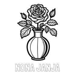 Online izdelana pobarvanka - Pobarvanka imena NONA JANJA in pobarvanka čudovite vrtnice v vazi