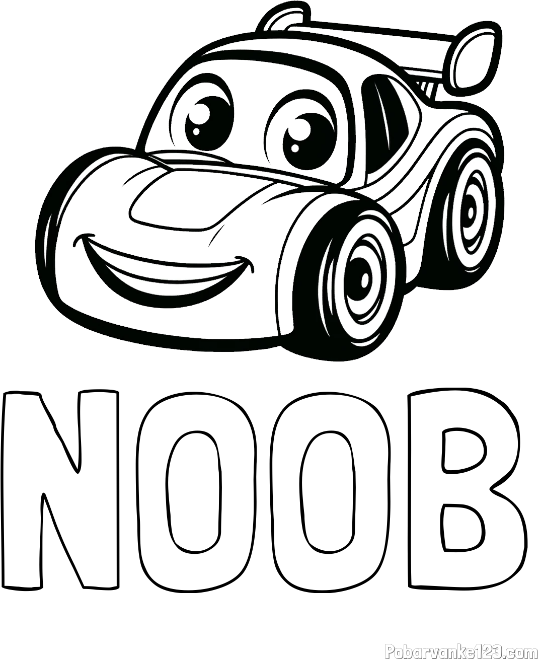 Pobarvanka imena NOOB in pobarvanka otroškega avtomobila