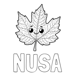 Pobarvanka imena NUŠA in otroška pobarvanka nasmejanega lista