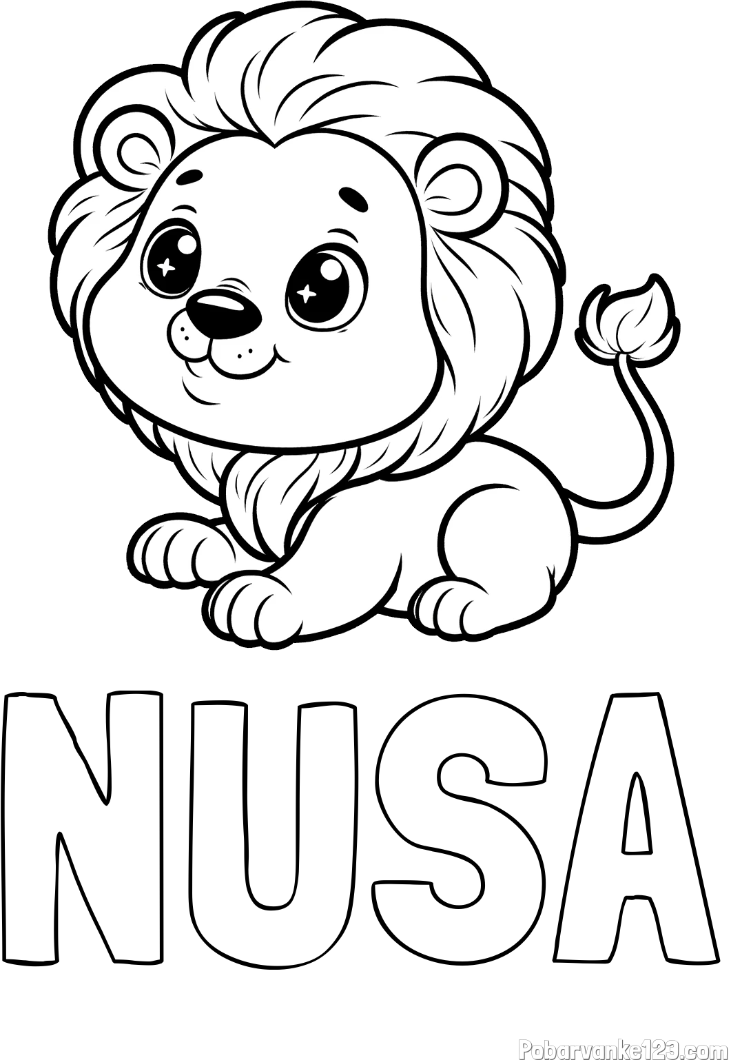 Pobarvanka imena NUŠA in pobarvanka igrivega levčka