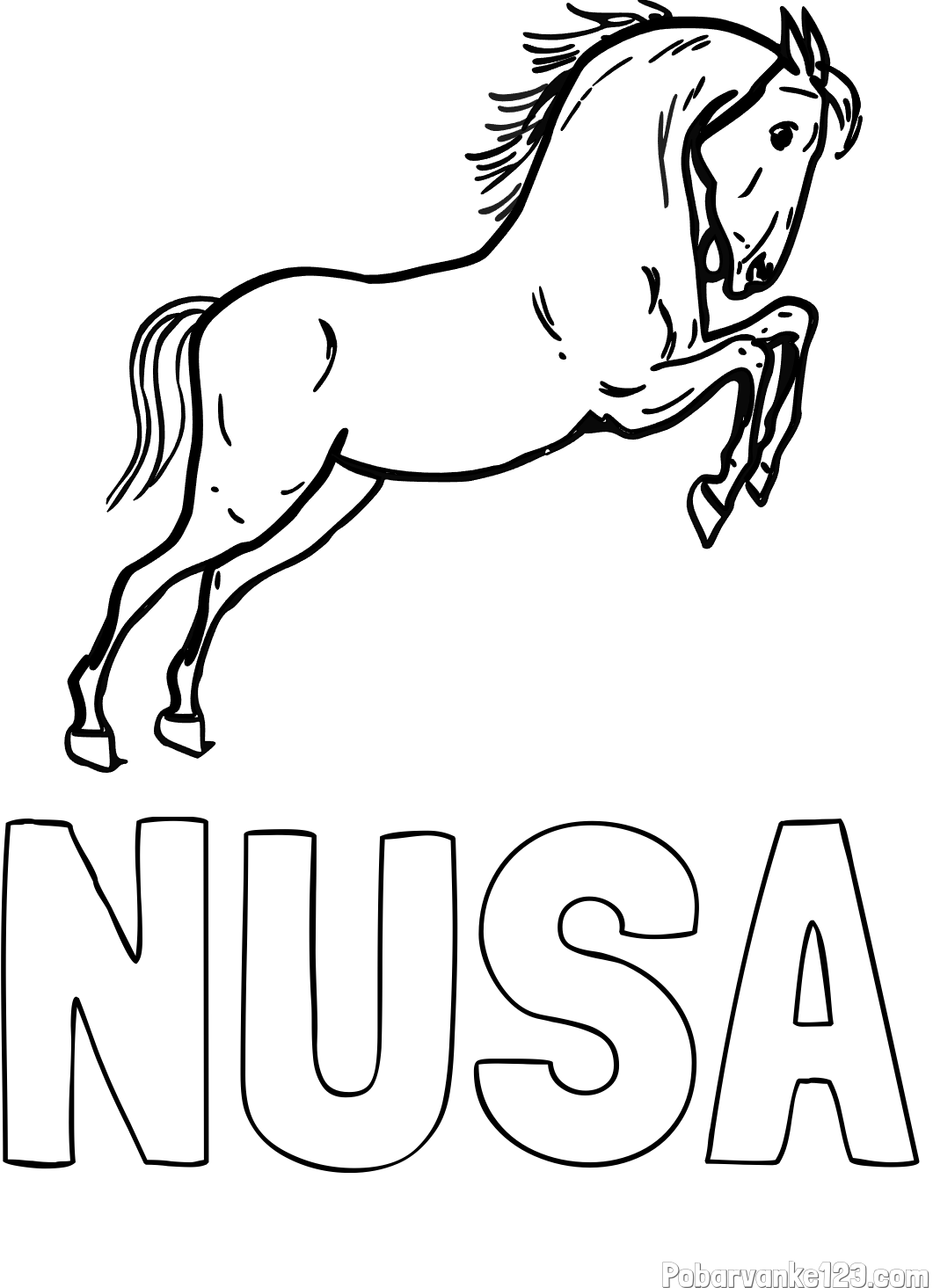 Pobarvanka imena NUŠA in pobarvanka konja v skoku