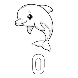 Online izdelana pobarvanka - Pobarvanka imena O in otroška pobarvanka ljubkega delfina
