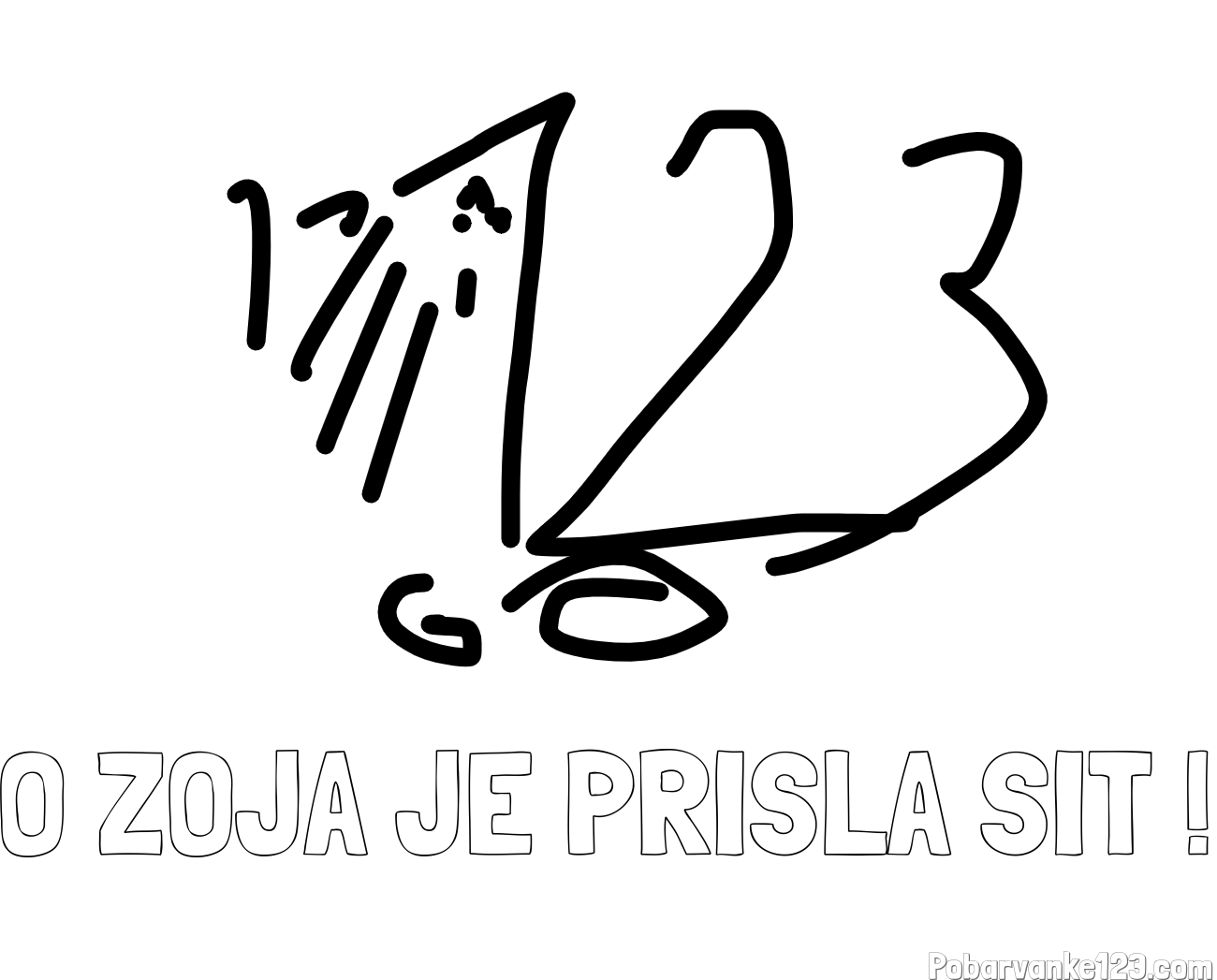 Pobarvanka imena O ZOJA JE PRIŠLA ŠIT ! in 123