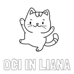 Online izdelana pobarvanka - Pobarvanka imena OČI IN LIANA in pobarvanka razigrane mačke