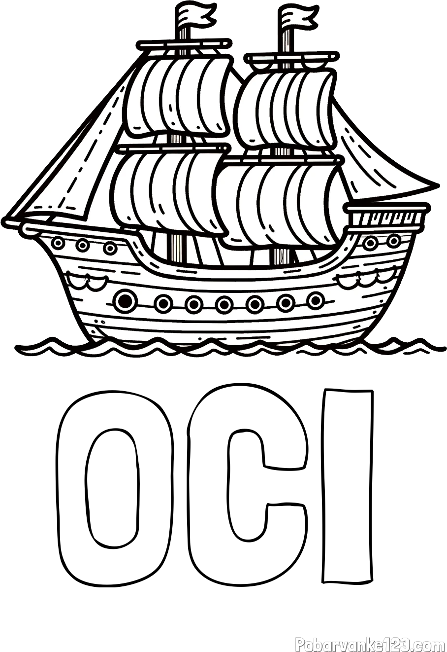 Pobarvanka imena OČI in otroška pobarvanka ladje