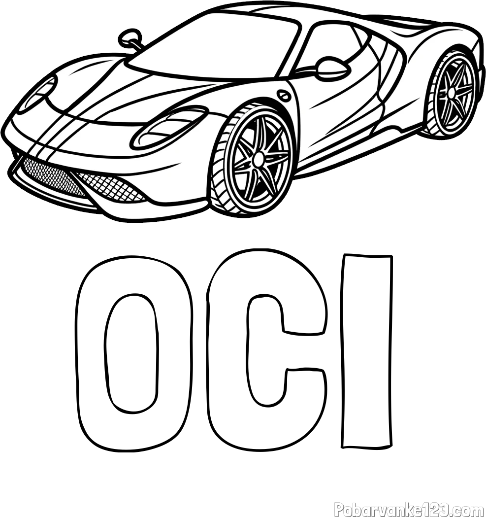 Pobarvanka imena OČI in pobarvanka dirkalnega avtomobila