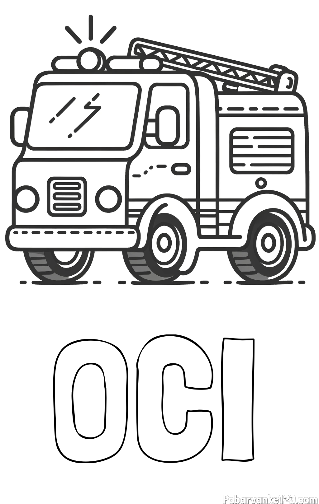 Pobarvanka imena OČI in pobarvanka gasilskega avta z vklopljeno sireno