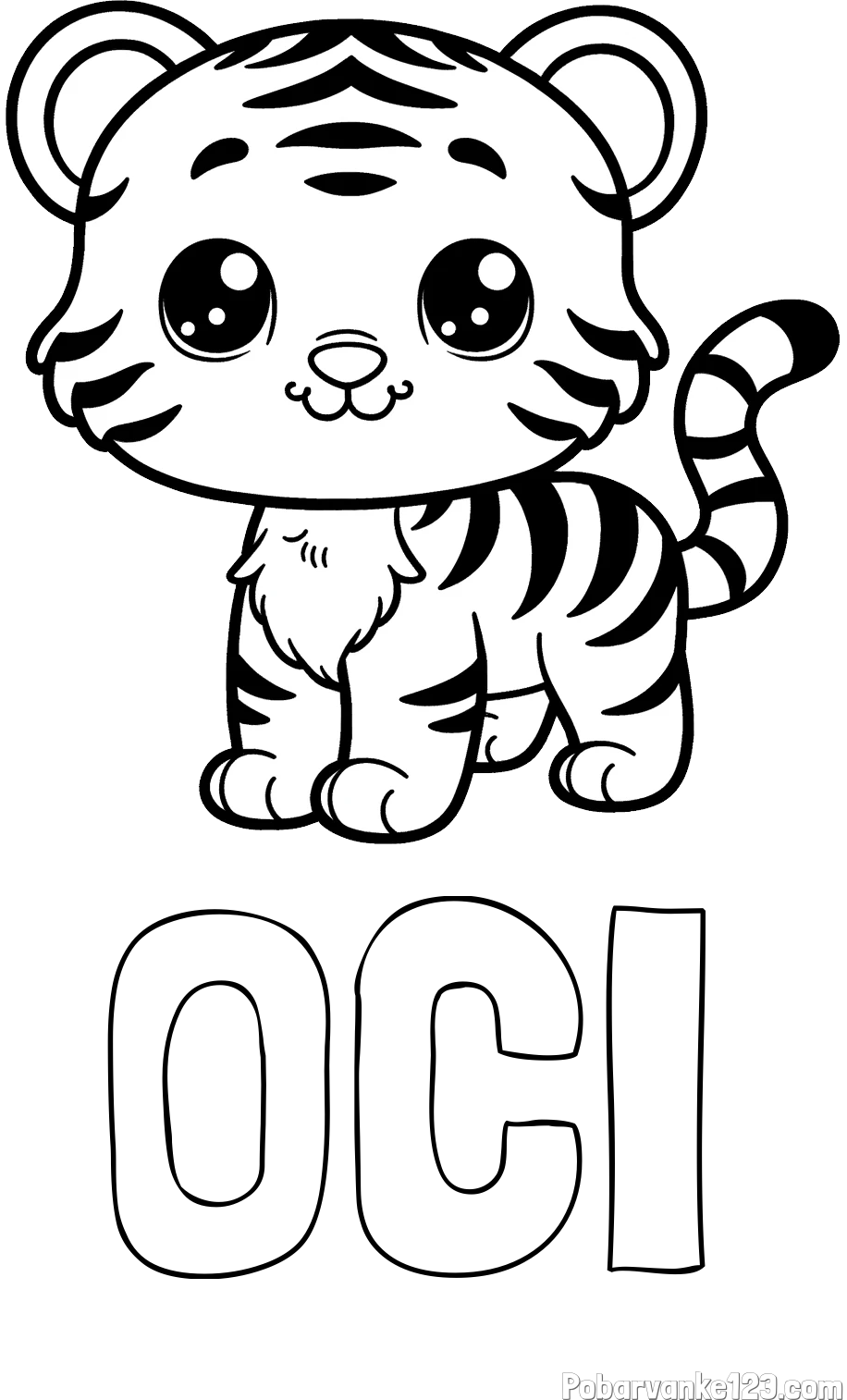 Pobarvanka imena OČI in pobarvanka ljubkega tigrčka
