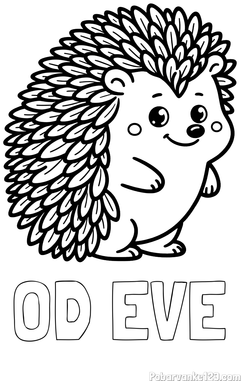 Pobarvanka imena OD EVE in pobarvanka prisrčnega ježka