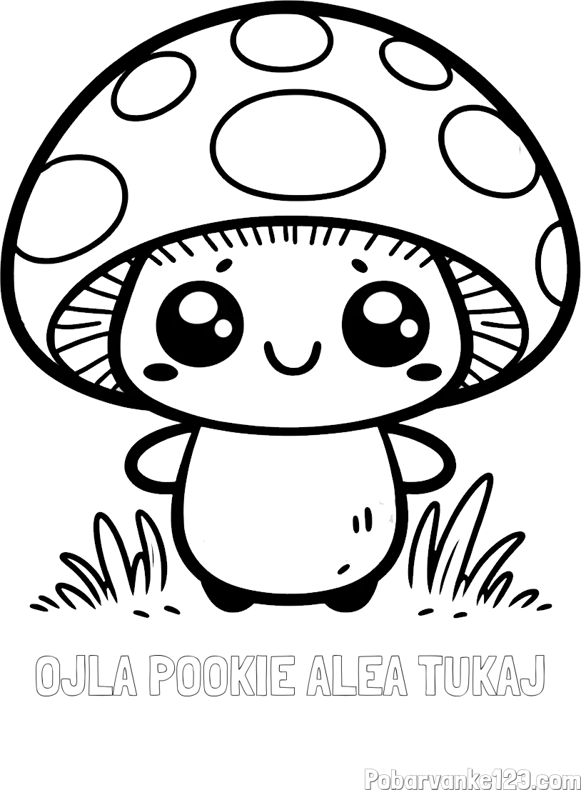 Pobarvanka imena OJLA POOKIE ALEA TUKAJ in otroška pobarvanka gobe