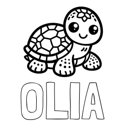 Online izdelana pobarvanka - Pobarvanka imena OLIA in otroška pobarvanka želve