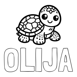 Online izdelana pobarvanka - Pobarvanka imena OLIJA in otroška pobarvanka želve