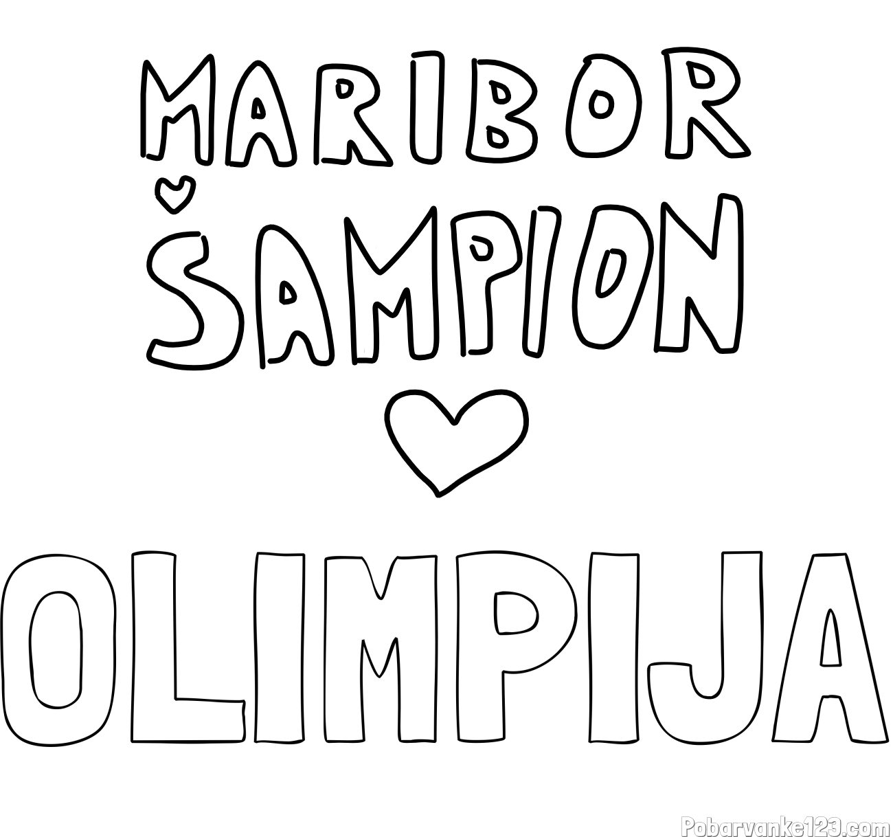 Pobarvanka imena OLIMPIJA in pobarvanka MARIBOR ŠAMPION
