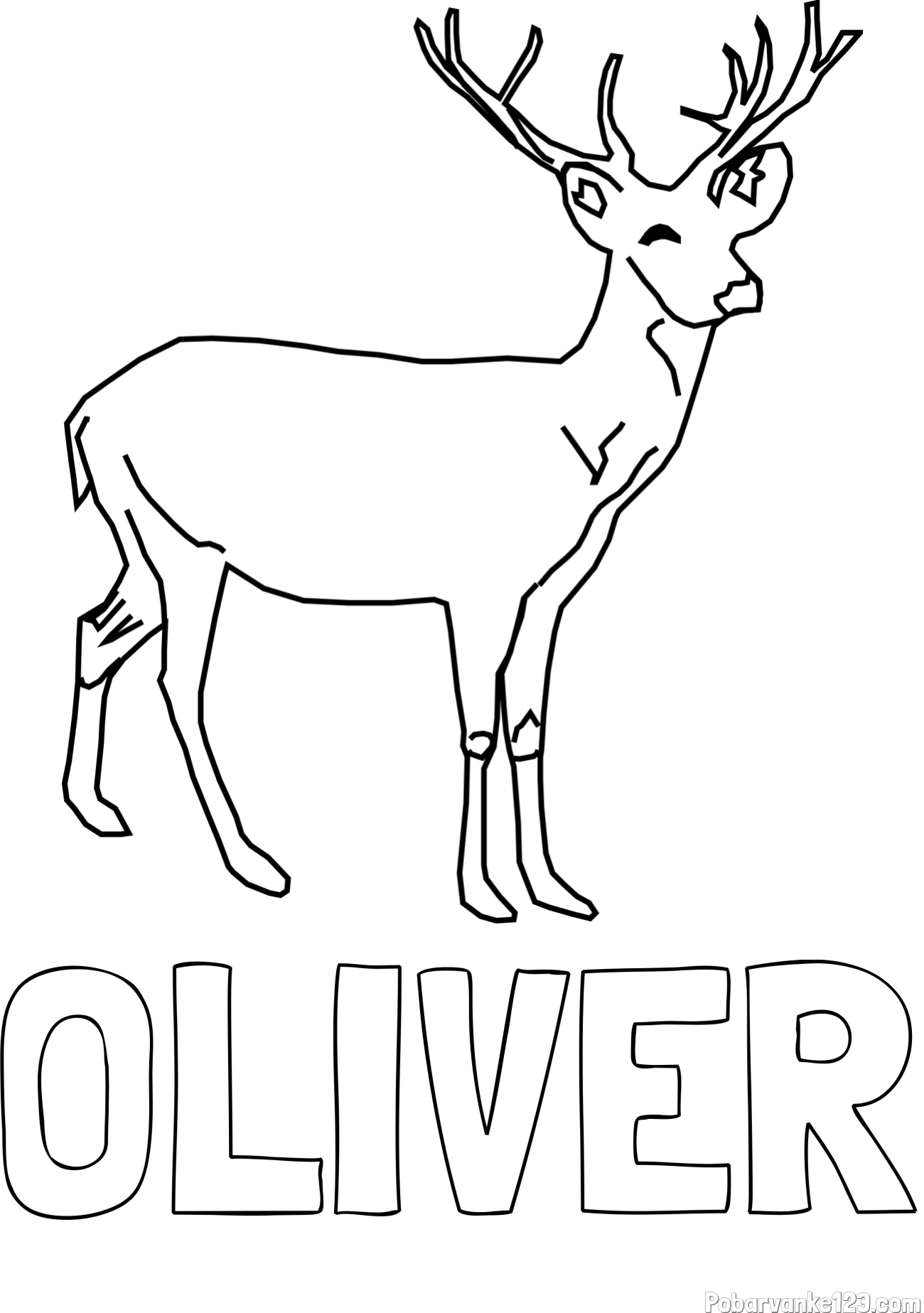Pobarvanka imena OLIVER in pobarvanka preprostega jelenčka