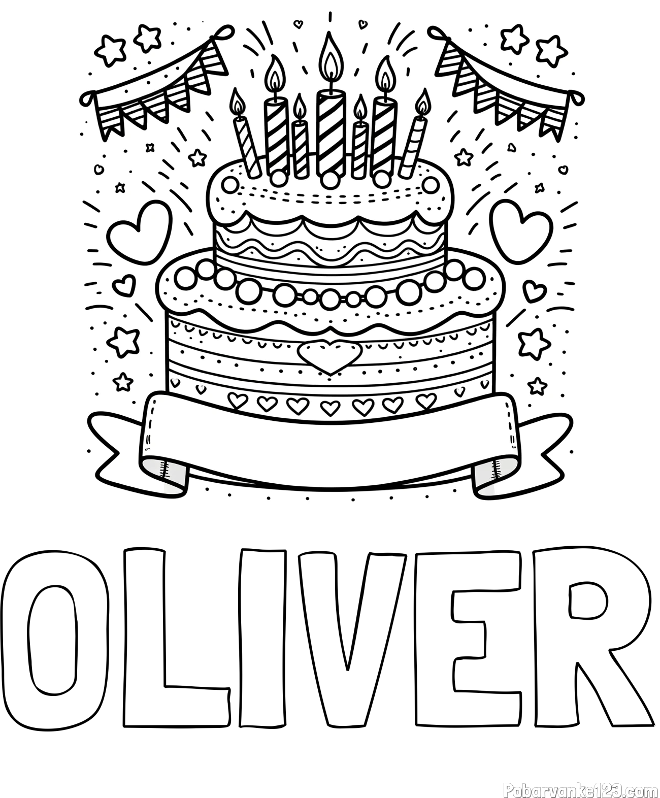 Pobarvanka imena OLIVER in pobarvanka velike torte za rojstni dan