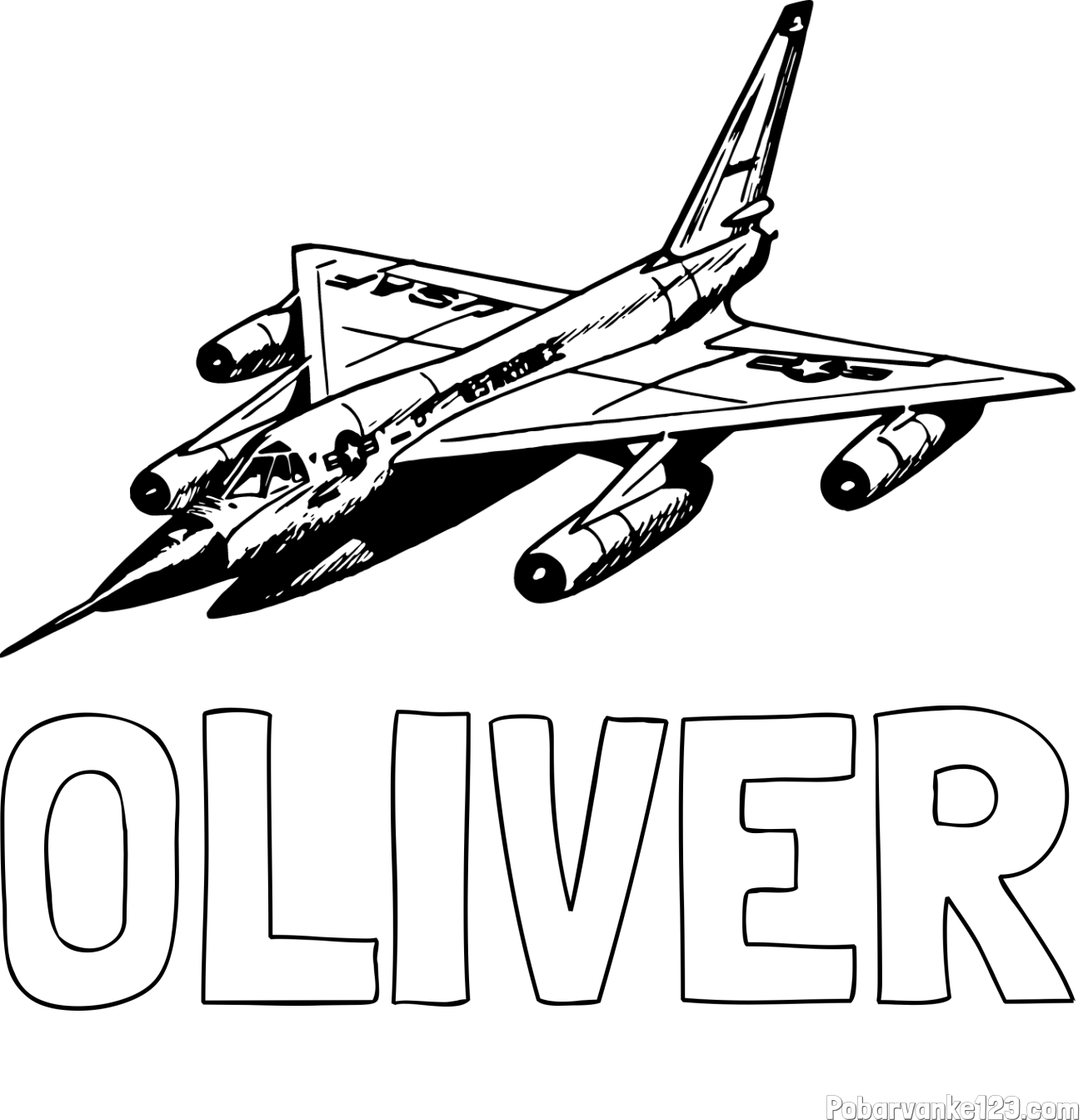 Pobarvanka imena OLIVER in pobarvanka vojaškega lovca