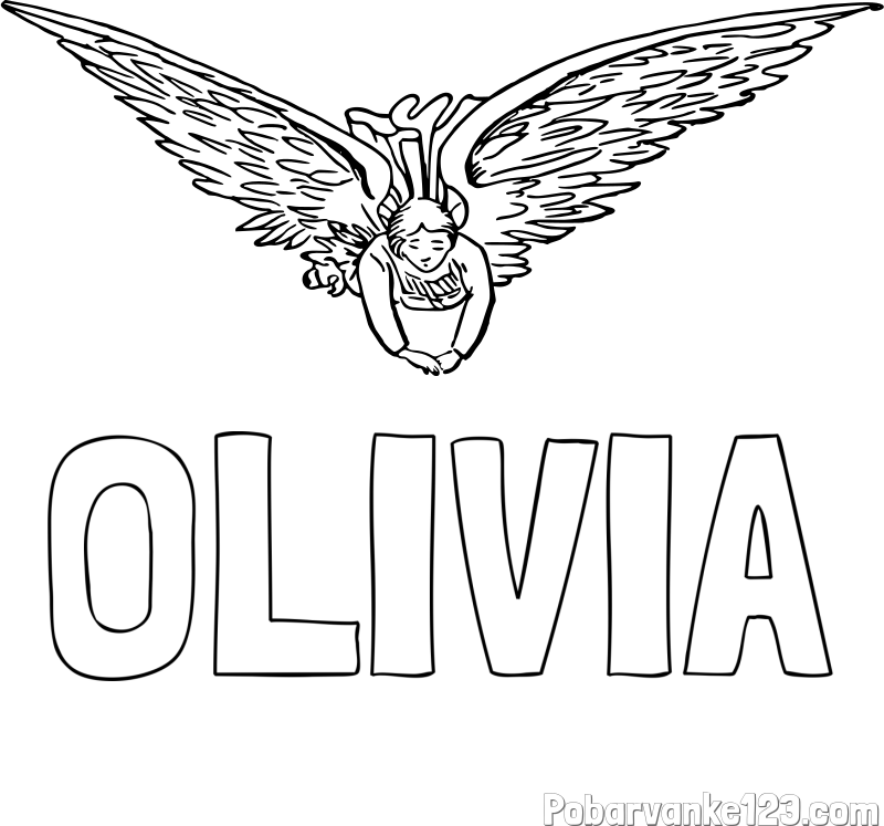 Pobarvanka imena OLIVIA in leteči angel