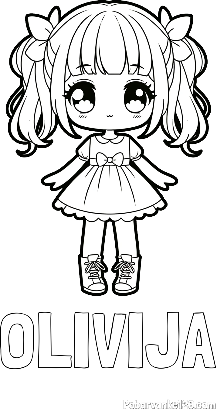 Pobarvanka imena OLIVIJA in pobarvanka anime punčke
