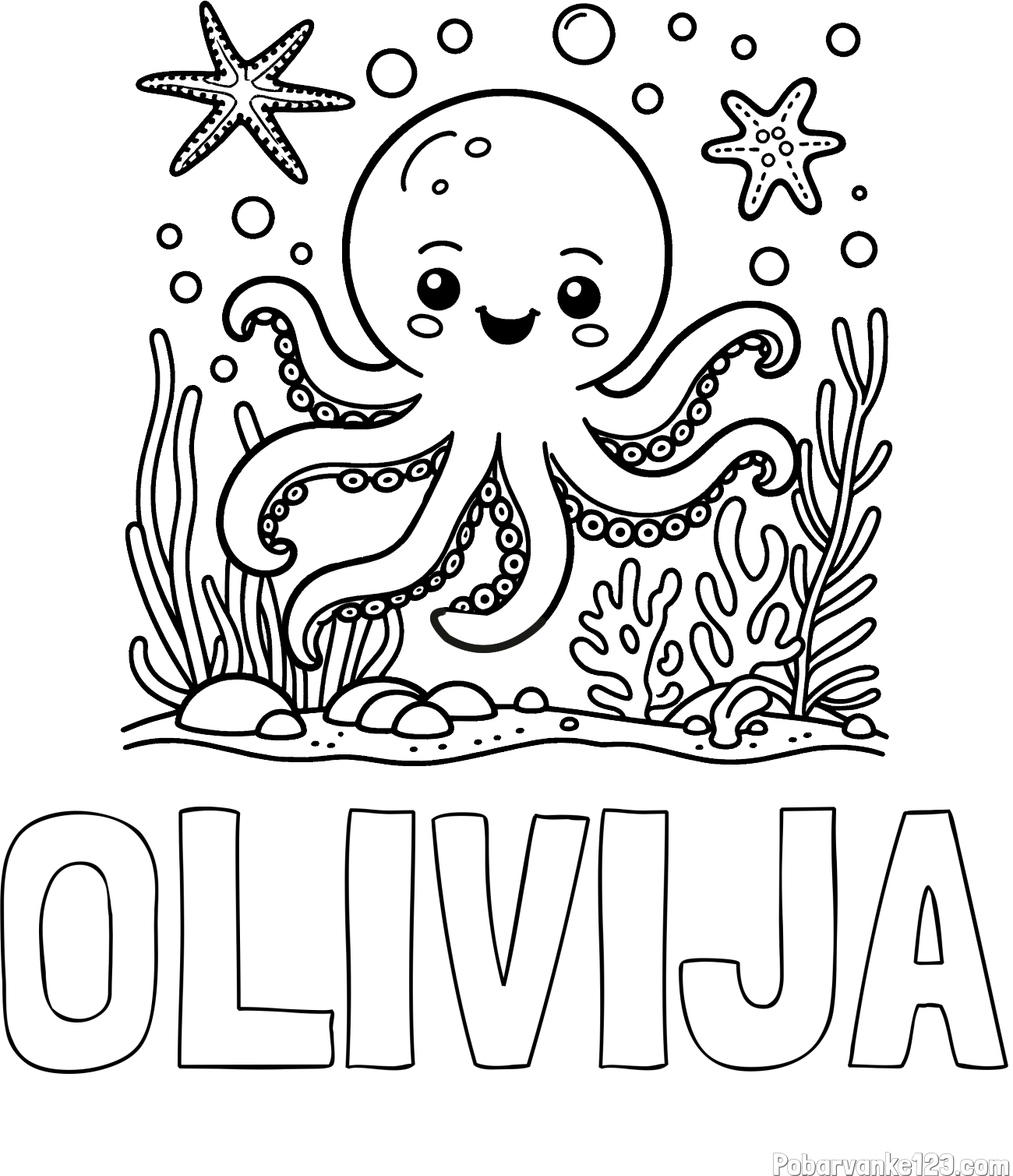 Pobarvanka imena OLIVIJA in pobarvanka hobotnice