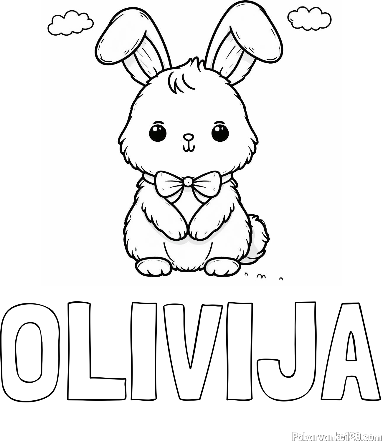 Pobarvanka imena OLIVIJA in pobarvanka prikupnega zajčka