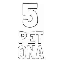 Online izdelana pobarvanka - Pobarvanka imena ONA in pobarvanka števila pet z zapisom imena