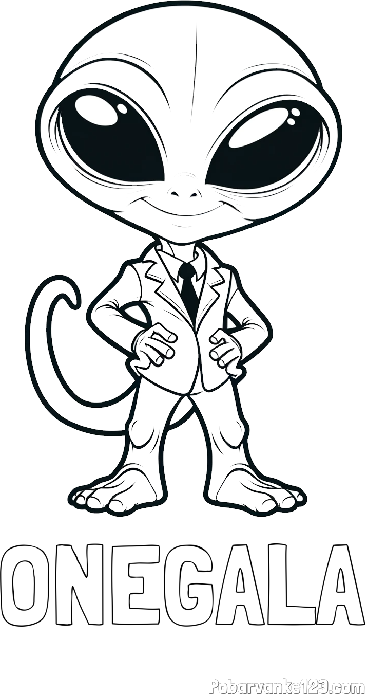 Pobarvanka imena ONEGALA in pobarvanka nenavadnega vesoljca