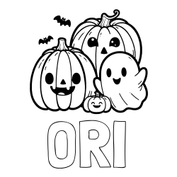 Online izdelana pobarvanka - Pobarvanka imena ORI in pobarvanka duhca in buč za noč čarovnic