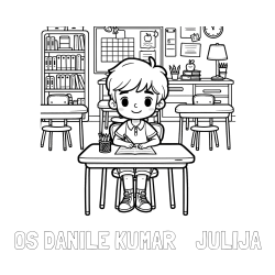 Online izdelana pobarvanka - Pobarvanka imena OŠ DANILE KUMAR    JULIJA in pobarvanka učenca v učilnici