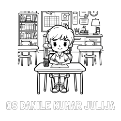 Online izdelana pobarvanka - Pobarvanka imena OŠ DANILE KUMAR JULIJA in pobarvanka učenca v učilnici
