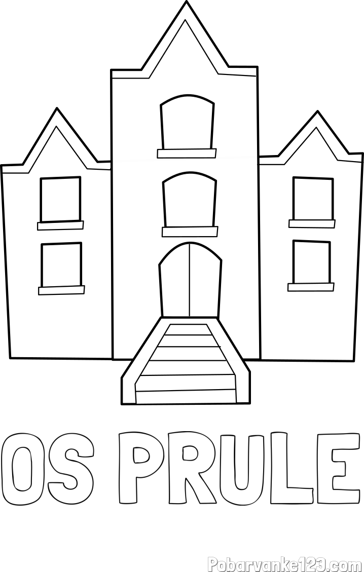 Pobarvanka imena OŠ PRULE in pobarvanka šole