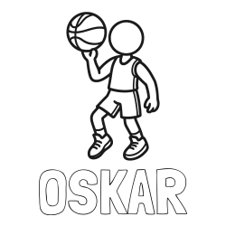 Pobarvanka imena OSKAR in otroška pobarvanka košarkarja