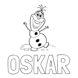 Pobarvanka imena OSKAR in pobarvaka lubkega snežaka Olaf