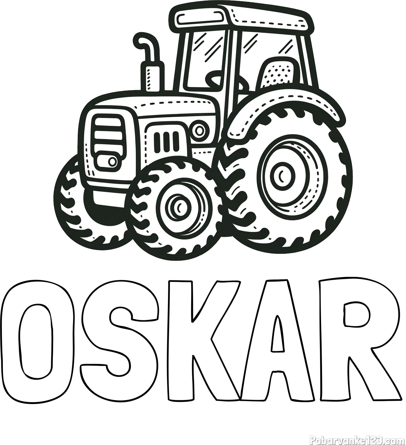 Pobarvanka imena OSKAR in pobarvanka čudovitega traktorja