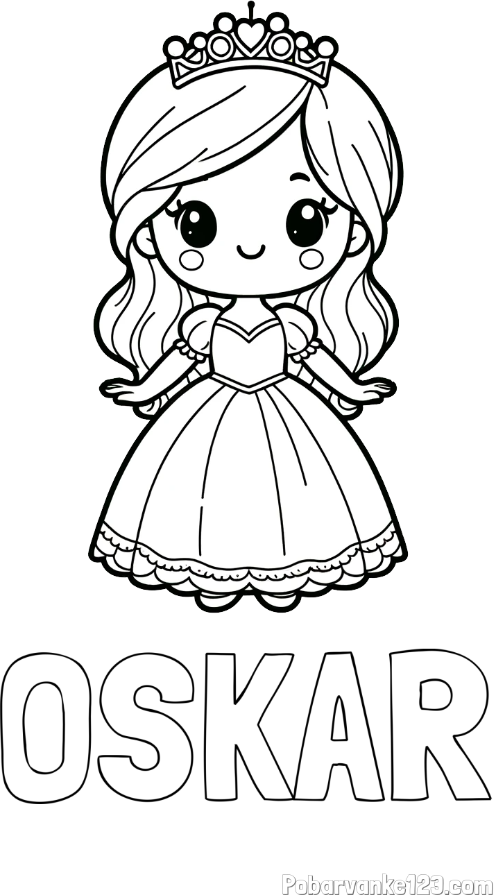 Pobarvanka imena OSKAR in pobarvanka ljubke princeske