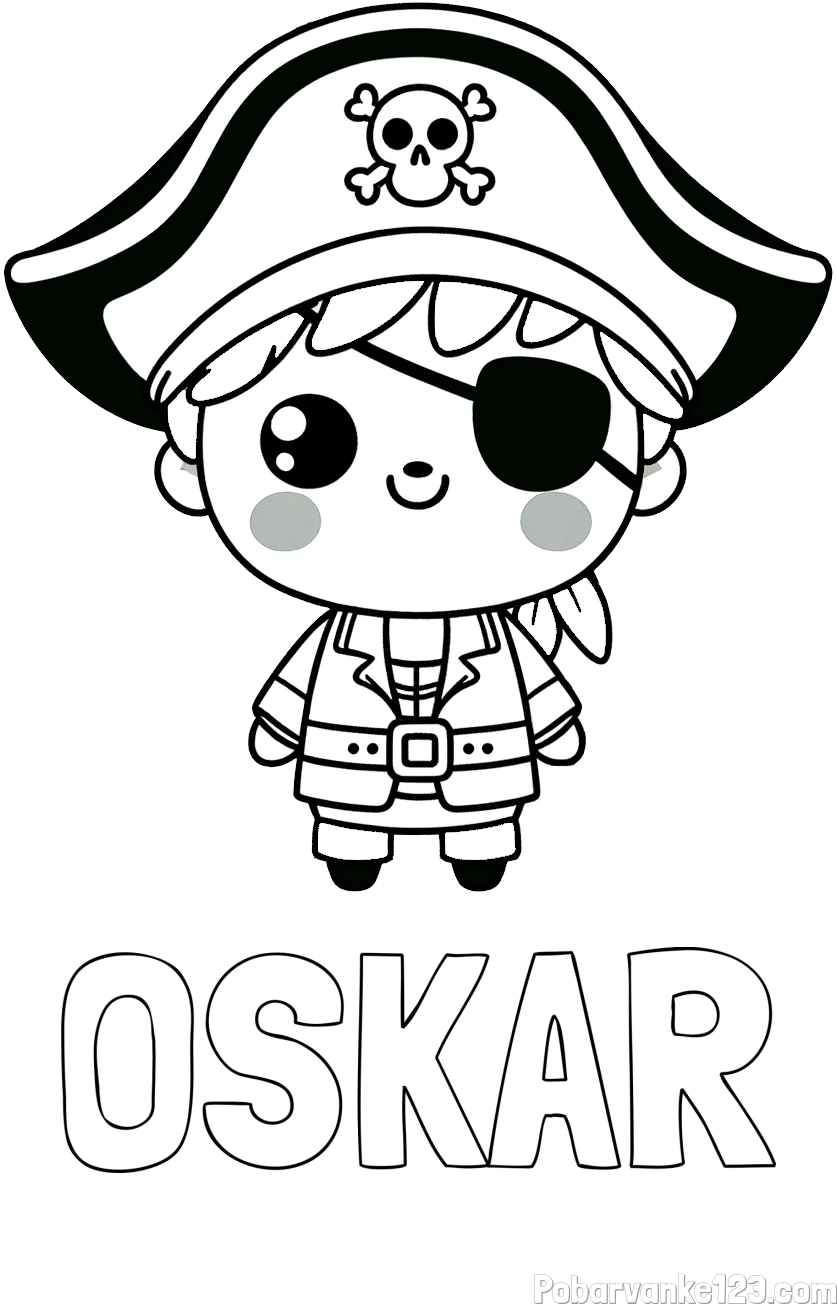 Pobarvanka imena OSKAR in pobarvanka ljubkega gusarja