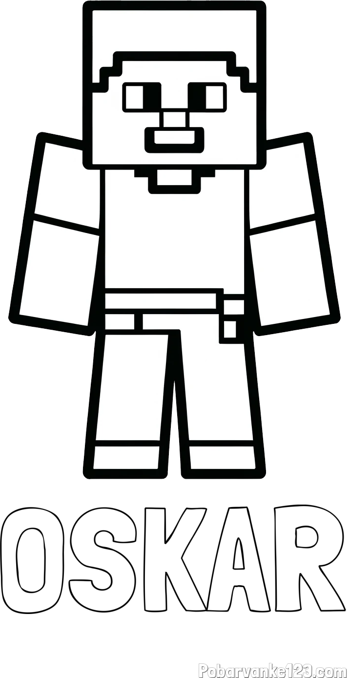Pobarvanka imena OSKAR in pobarvanka Minecraft figurice
