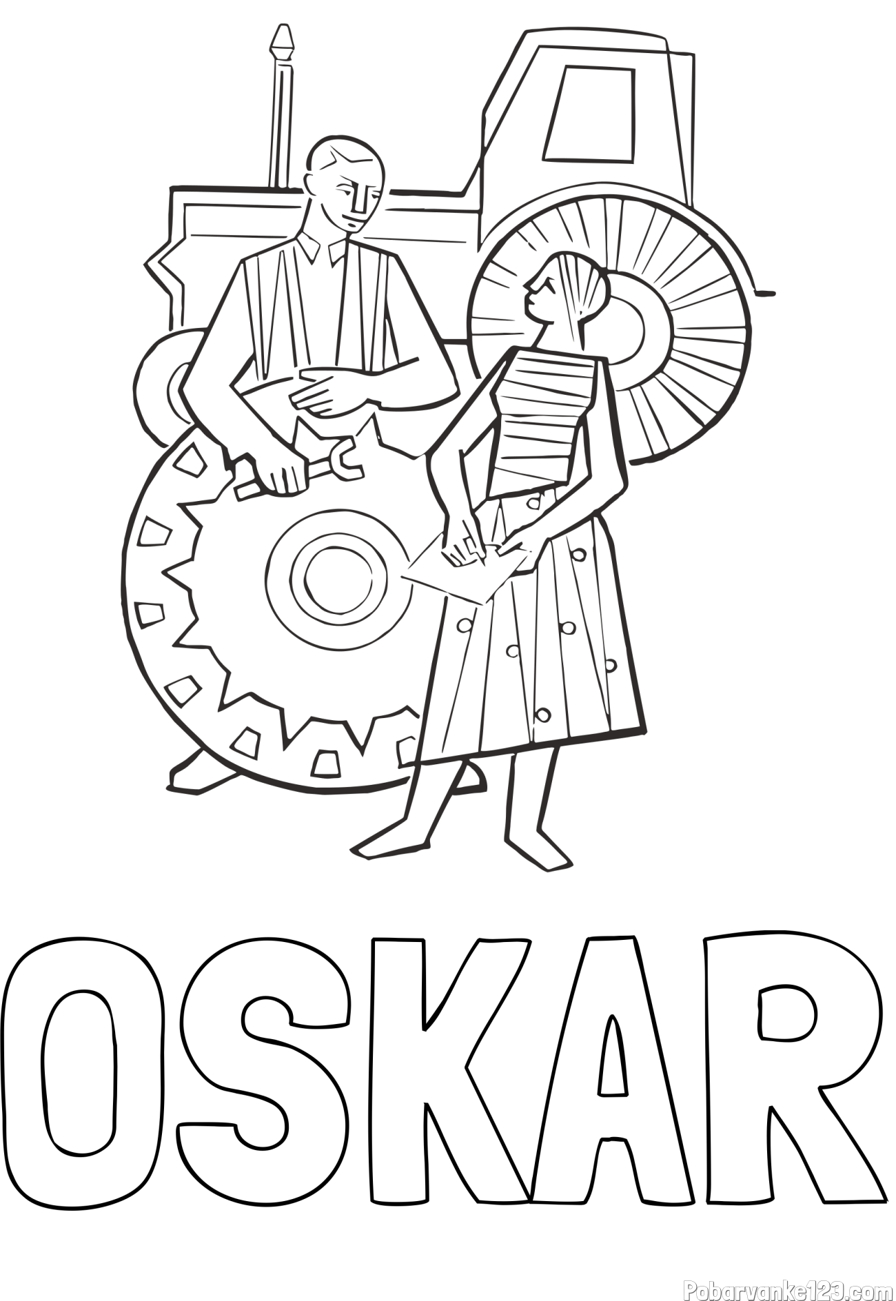 Pobarvanka imena OSKAR in pobarvanka popravila traktorja