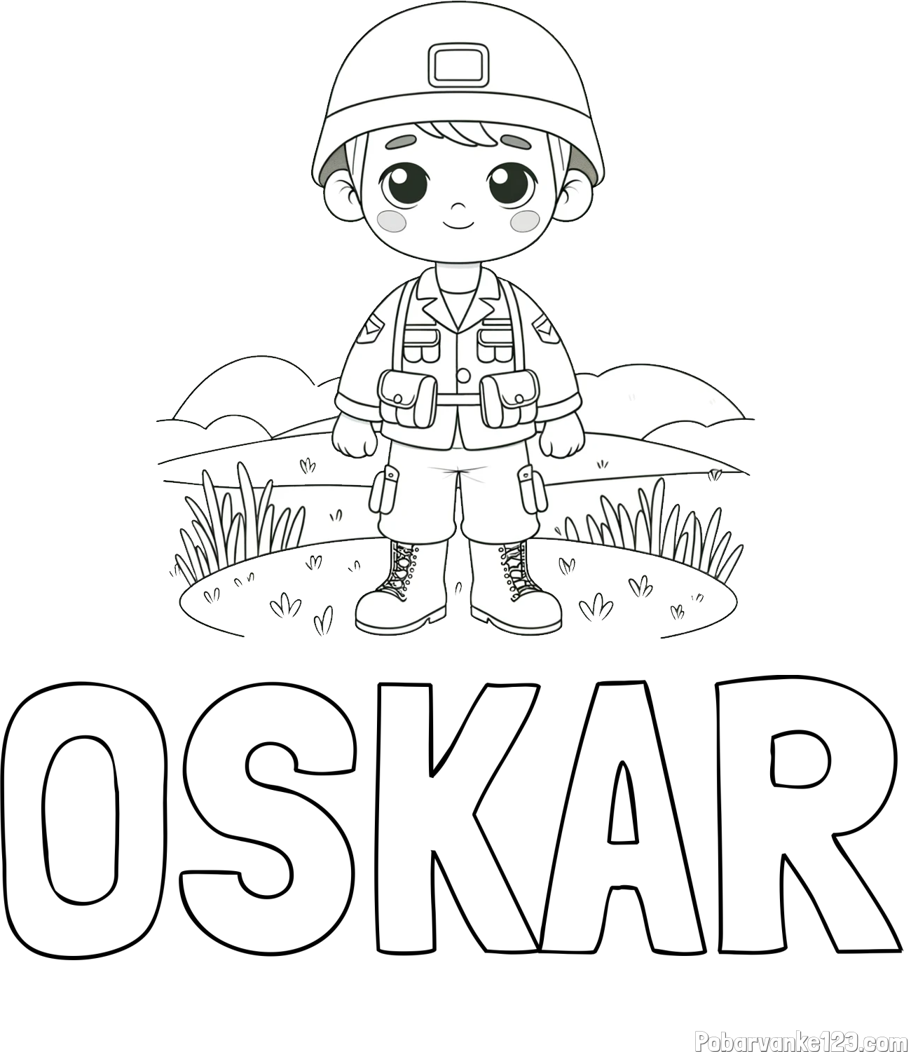 Pobarvanka imena OSKAR in pobarvanka vojaka