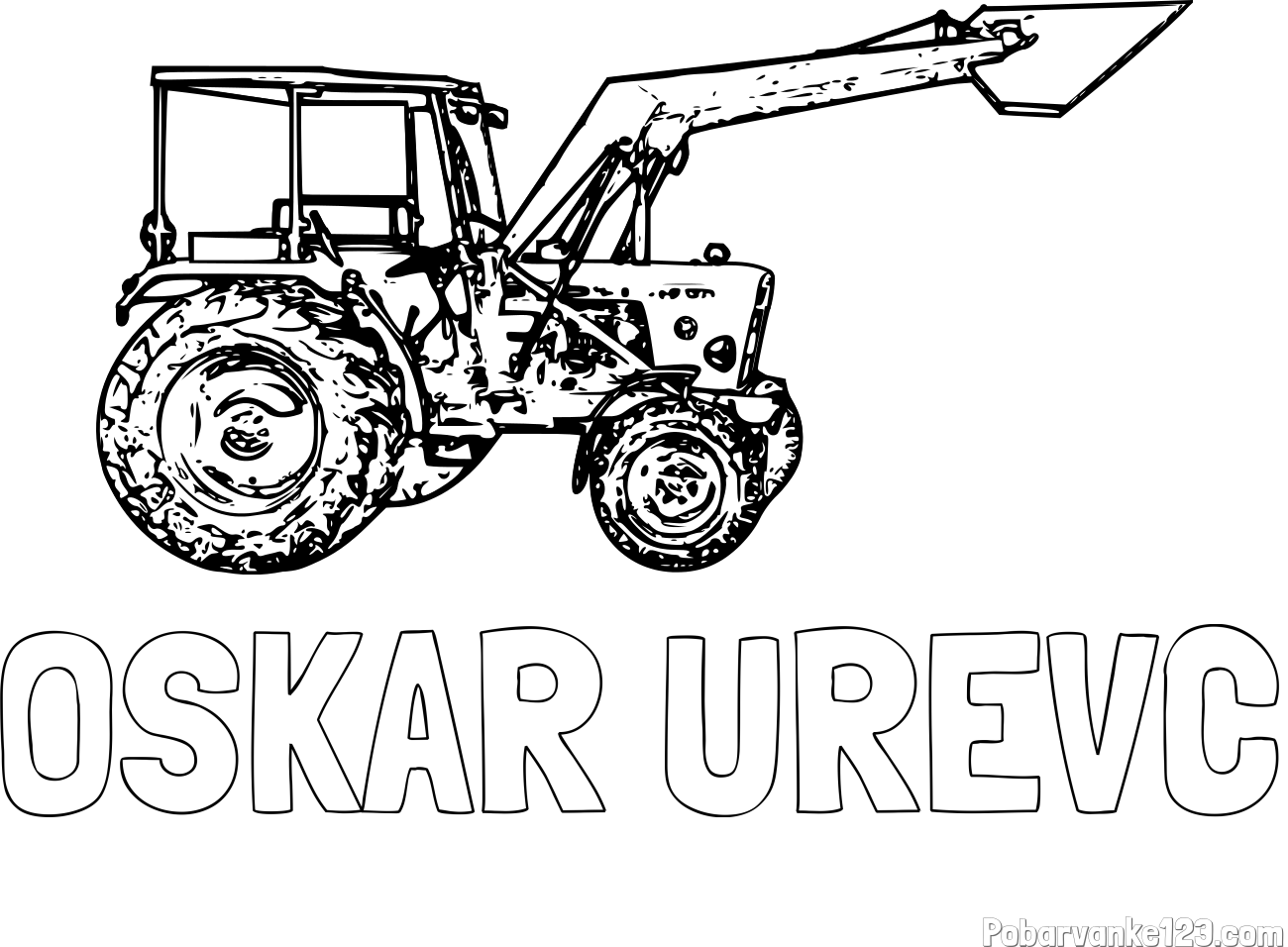 Pobarvanka imena OSKAR UREVC in pobarvanka starega traktorja
