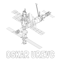 Online izdelana pobarvanka - Pobarvanka imena OSKAR UREVC in pobarvanka vesoljske postaje MIR iz leta 1994