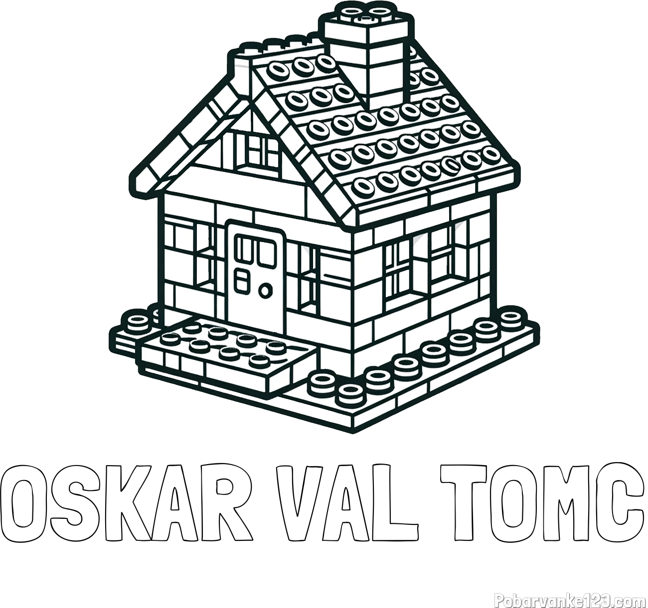 Pobarvanka imena OSKAR VAL TOMC in pobarvanka LEGO hiške