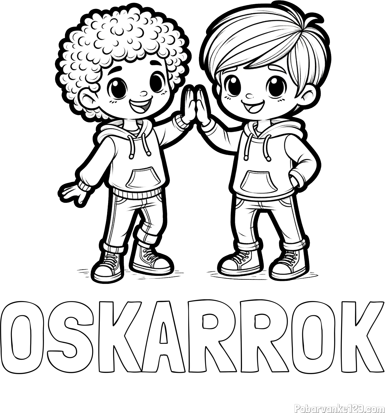 Pobarvanka imena OSKARROK in pobarvanka dveh nasmejanih prijateljev