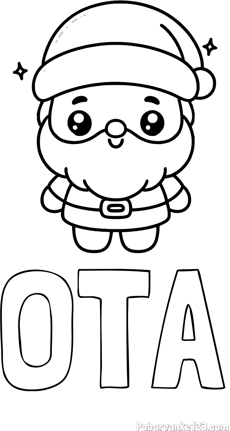 Pobarvanka imena OTA in enostavna otroška pobarvanka Božička