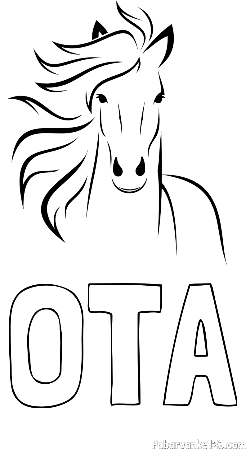 Pobarvanka imena OTA in lepa pobarvanka konja